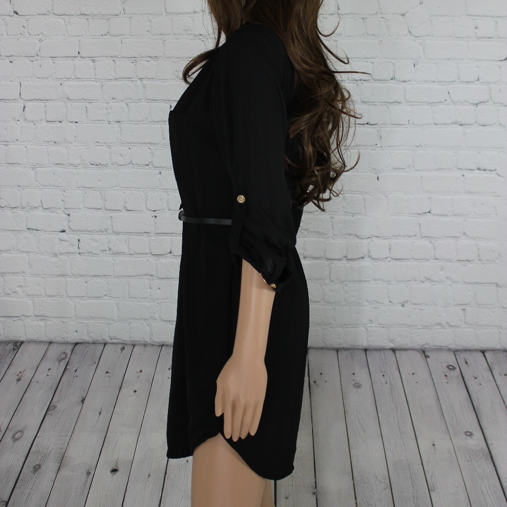 Xtaren Black Belted long Sleeve Shirt Dress - Picture 2 of 3